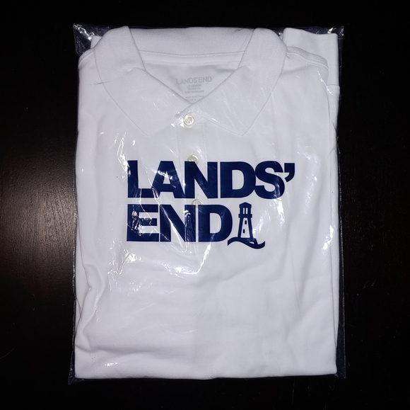 Lands End School Uniform Kids Long Sleeve Polo Shirt White boys girls size 14 16 - Picture 4 of 5